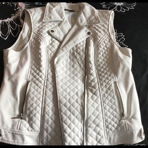 INC large white faux leather vest